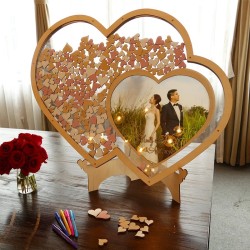 Libro de invitados de boda transparente en forma de corazón